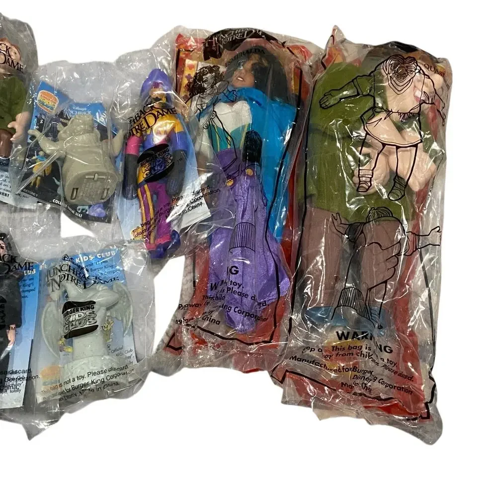 The Hunchback Of Notre Dame Burger King 1996 Kids Club 7 Toys 2 Puppets 1‎ Bag